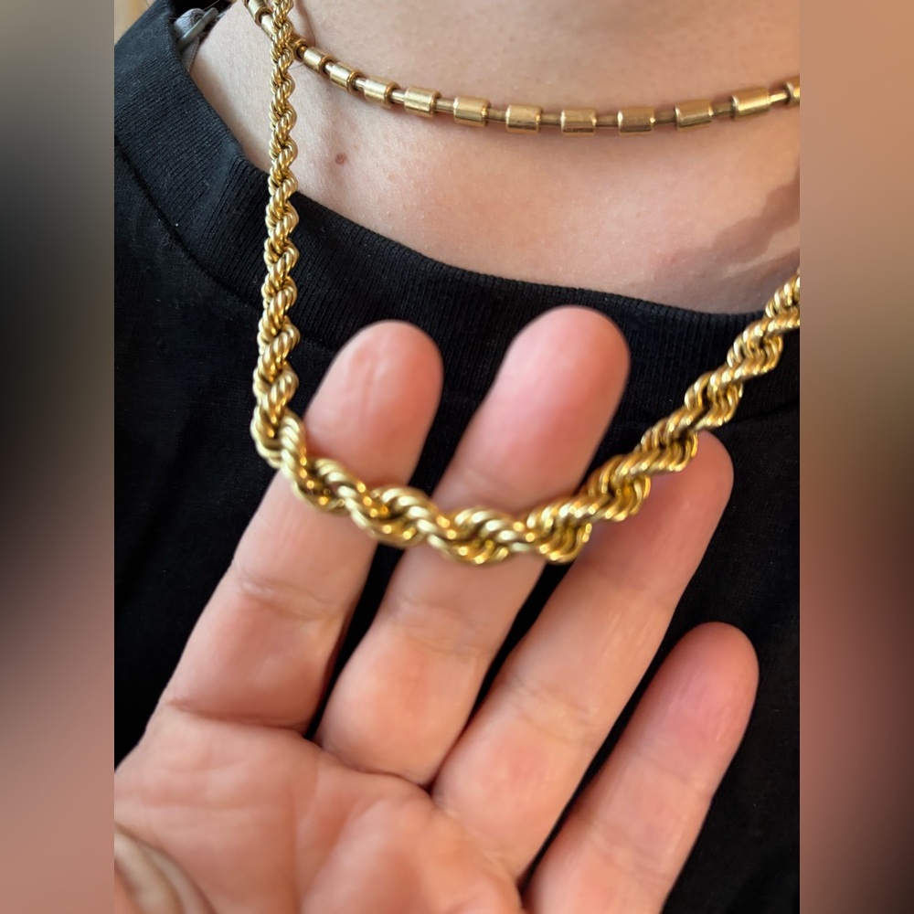 14K Yellow Gold Graduated Rope Chain 18" - Vintage Mint Quality